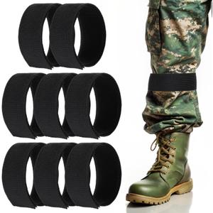8Pcs Military Boot Blousing Straps - Ankle Hook and Loop, Boot Bands for Fishing, Hunting, Hiking, Cycling, Gardening, Uniform (1.5 Inches)