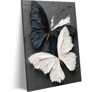 Butterfly Canvas Wall Art Black and White Butterflies Painting Style Artwork Abstract Butterfly picture prints Modern Minimalist Wall Decor for Living Room Bedroom Bathroom Office 24*36 in (Canvas