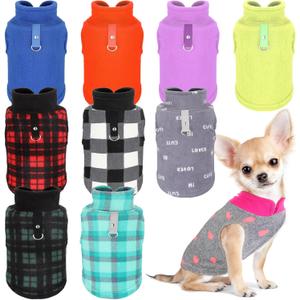 10 Pack Dog Sweaters for Small Dogs Fleece Small Dog Sweaters with Leash Ring Puppy Sweater Fleece Soft Dog Winter Cold Weather Indoor and Outdoor (Small)
