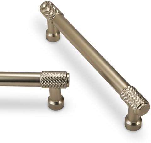 POVEFONK 10 Pack 5 inch(128mm) Dark Champagne Bronze Kitchen Cabinet Handles Knurled Cabinet Pulls Gold Drawer Pulls Kitchen Hardware