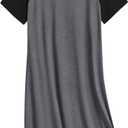 Ekouaer Nightgowns for Women Cotton Sleep Shirts Short Sleeve Nightshirt Crew Neck Night Gown Comfy Sleepwear Nightdress, 4xl, Dark Grey 