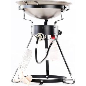 King Kooker 24WC Heavy-Duty 24" Portable Propane Outdoor Cooker with 18" Steel Wok, Black