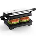 Panini Grill Press, 1200 W Sandwich Maker, Panini Maker with Non-Stick Coated Cast Aluminum Plates, Fits 2 Slices of Bread, 180-Degree Opening, Easy to Clean,Versatile Use