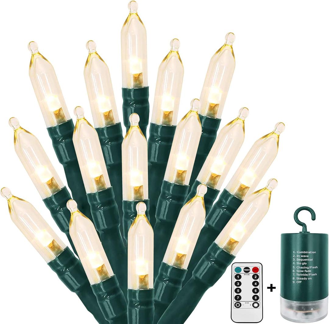 MASHANG Christmas Light Set, 100 LED Clear Mini Lights String Outdoor Waterproof Battery Operated String Lights with Timer and Remote for Christmas Tree Wedding Wreath Holiday Party 39.5ft (Warm White)