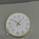 Wall Clock, Silent Wall Clocks Battery Operated 8 Inch-Modern Non Ticking Analog Clock Decorative for Kitchen Office Bathroom Bedroom (Gold)