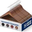 SereneLife Wooden Hangers 50 Pieces Heavy Duty Vintage Finish Clothes Hanger Set with 360 Swivel Hook Non Slip Notches Pants Bar Elegant Space Saving Wardrobe for Closet Organization