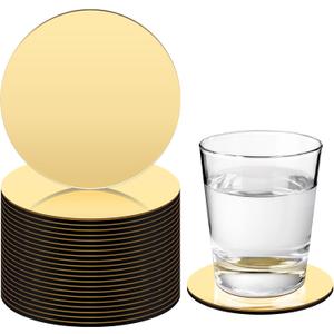 Maxcheck 24 Pcs Gold Silver Stainless Steel Coasters Bulk 4 Inches Metal Mirror Round Modern Coasters for Wedding Drinks Coffee Table Glass Mug Cup Teacup Party Supplies (Gold)