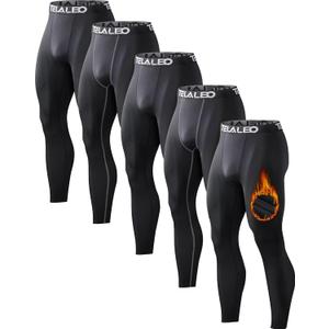 5 or 4 Pack Men's Thermal Compression Pants Fleece Lined Sports Tights Athletic Leggings Cold Weather Baselayer Winter Gear (X-Large)