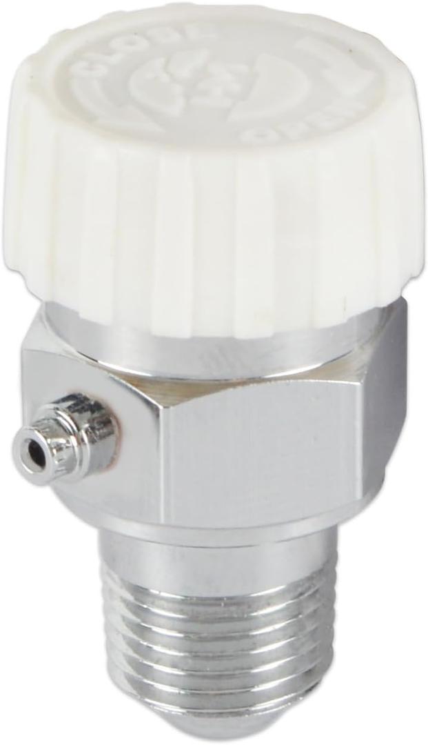 HYDRO MASTER 1/8" Air Vent for Hot Water Heating System, Metal and Plastic, Chrome Plated