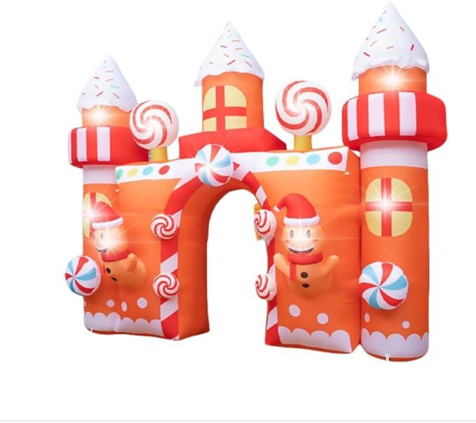 14FT Santa Inflatables Outdoor Decorations Gingerbread House Archway Christmas Giant Man Blow Up Yard Decor for Garden Lawn Outdoors