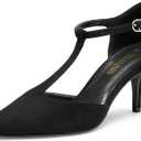 DREAM PAIRS Heels for Women Pointed Toe Kitten Heels Pump T- Strap Dress Shoes, Size 7
