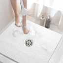HITSLAM Square Shower Mat, 24 x 24 Inch Non Slip Bath Mat for Tub, Soft PVC Loofah Bathtub Mats with Drain Holes, Quick Drying Bathroom Stall Floor Mat, Bathroom Accessories Without Suction Cup, White