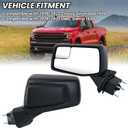 3mm Thickened Glass Left Driver Side Mirror Compatible with 2019-2025 Chevy Silverado 1500 Rear View Mirrors With Power Glass Manual Folding Heated Without Turn signal Replace#GM1320583 (5Pins）