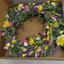 J'FLORU Spring Wreath 24 Inch Summer Wreaths for Front Door Artificial Flower Wreath with Daisy and Lavender for Indoor Outdoor and Easter Celebration