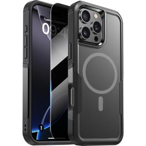 Diaclara Magnetic for iPhone 16 Pro Case, [with Privacy Screen Protector] [Anti Spy] [Military Grade Drop Protection] Heavy Duty Full-Body Shockproof Phone Case, Magnetic Black