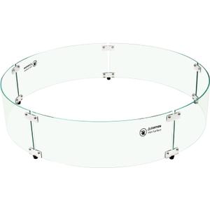 33" x 33" x 7" Round Fire Pit Wind Guard - Durable Fire Pit Glass Wind Guard with Aluminum Corner Brackets for Outdoor Firepit or Gas Fire Table, Easy Assembly