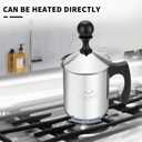 MERMOO YILAN Manual Milk Frother 14oz Stovetop Milk Foamer Non-electric Handheld Frother for Latte Art and Cappuccinos Perfect for Camping, Travel, Home (Silver)