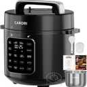 CARORI 6 Qt Electric Pressure Cooker, 9-in-1 Multi-Cooker with 12 One-Touch Presets, IMD Touchscreen, Stainless Steel Inner Pot, 24H Delay Timer, 1000W Compact Pressure Cooker, Black