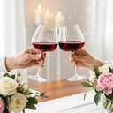 Set of 6 Ribbed Wine Glasses, Stemmed Wine Glasses, Vintage Ribbed Glassware Sets for Red White, Champagne Sparkling Tasting, Cocktail, Anniversary, Dinner Party, Wedding(20 oz,Burgundy)