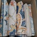 RELEANY Vacuum-Friendly Area Rugs 8'x10' Machine Washable, Non-Slip, Floral Vintage Distress Print Pattern Medallion Carpet for Living Room Bedroom Beige Navy Blue Orange Colorful