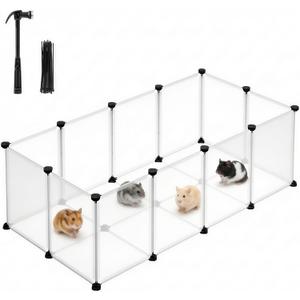 SONGMICS Pet Playpen with Floor, Small Animal Playpen
Pet Fence Indoor, DIY Plastic Enclosure for Guinea Pigs, Bunny, Hamsters, 49.2 x 24.8 x 16.5 Inches, White