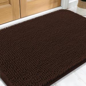 OLANLY Dog Door Mat for Muddy Paws 30x20, Absorbs Moisture and Dirt, Absorbent Non-Slip Washable Doormat, Quick Dry Chenille Mud Mat for Dogs, Entry Indoor Entryway Carpet for Inside Floor, Brown