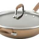Anolon Advanced Home Hard Anodized Nonstick Deep Frying Skillet with Lid, 12-Inch Ultimate Pan, Bronze