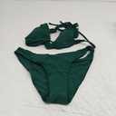 ZAFUL Women's Tie Back Padded High Cut Bralette Bikini Set Two Piece Swimsuit (Large, 1-forest Green)