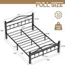 Metal Bed Frame Full with Vintage Headboard, 1500LBS Heavy Duty Full Size Bed Frames with Noise Free Design/12 Inch Under-Bed Storage Space/No Box Spring Needed/Tool-Free Assembly