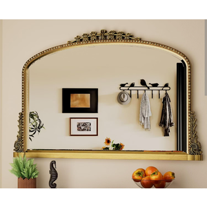 Wall Mirror, Vintage Carved Bathroom Mirror 24" x 36" Antique Metal Frame Wall Mirror for Bedroom, Living Room, Entryway, Fireplace, Hallway, Bronze
