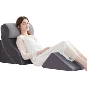 4PCS Orthopedic Bed Wedge Pillow Set for After Surgery, Memory Foam for Sleeping, Rotator Cuff Post Surgery, Sit Up Pillow for Shoulder and Back Support, Grey