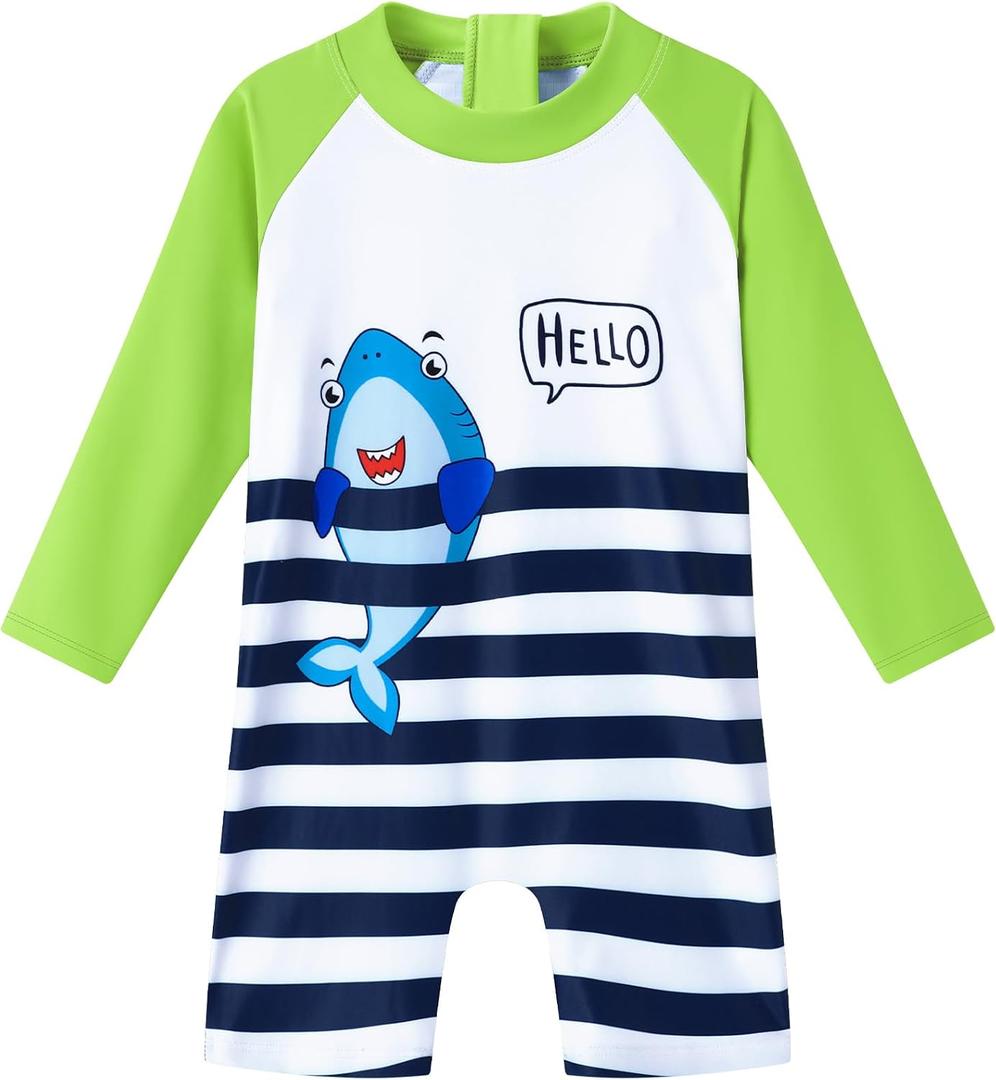 Redair Toddler Baby Boys Rash Guard Swimsuit Long Sleeve One Piece Swimwear Zip Bathing Suit with UPF 50+ 12-18 Months