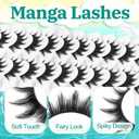 Lashes Manga False Eyelashes 10-15mm Anime Lashes Strips C Curl Cosplay Fake Eyelashes 10 Pairs Thick Spiky Faux Mink Lashes Natural Look (FM01)