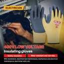Insulated Electrician Gloves 400V High Voltage Electrical Gloves,Rubber Safety Work Gloves,Non Slip,Non Electric Shock (Large)