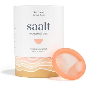 Saalt Menstrual Disc - Soft, Flexible, Reusable Medical-Grade - Removal Notch - Tampon Alternative - Made in USA - Lasts 10 Years (Coral, Regular)