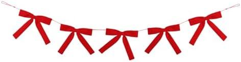 86.6 Inch Large Ribbon Bow Garland Banner Burgundy Bow Party Banner Decor Pre - Assembled for Birthday Wedding Baby Shower Decorations, Elegant Satin Ribbon Backdrop, Home & Event Decoration red