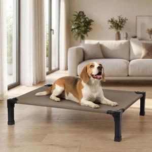Niubya Elevated Outdoor Dog Bed, Cooling Elevated Pet Cot, Steel-Framed and Non-Slip Feet, Raised Dog Bed with Waterproof, Washable, Breathable Teslin Mesh, 42in