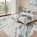 Area Rugs for Living Room: 10X14 Abstract Washable Rug Modern Neutral Large Soft Stain Resistant Non-Slip for Bedroom Dining Room Indoor Home Office Carpet - Blue Brown