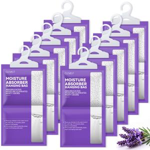 CLEVAST Moisture Absorbers Packets 10 Pack, Dehumidifier Bags for Closet, Scented Hanging Humidity Absorber in Wardrobes, Bedrooms, Bathrooms (Lavender)