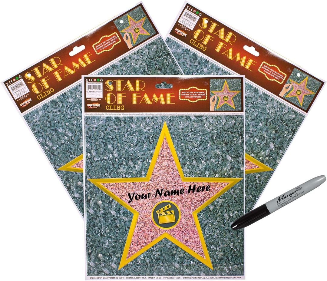 Windy City Novelties (12 Pack) Personalize Your Own Hollywood Stars of Fame Decor Kit