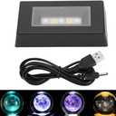 Watris Veiyi 7 Color LED Display Base, Color Changing Light Stand for Crystal Display Jewelry Glass Art, 3D Crystal Light Base, Rectangle Display Stand with USB Cable