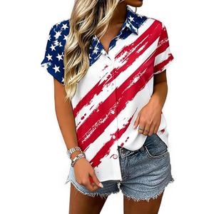 Women's Vintage American Flag Button Down Shirt 4th of July Stars and Stripes Graphic 250th Years Anniversary Patriotic Tops(XXL,Flag-1)