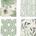 Artoid Mode Green Floral Leaves Boho Kitchen Towels Dish Towels, 18x26 Inch Seasonal Spring Summer Decoration Hand Towels Set of 4
