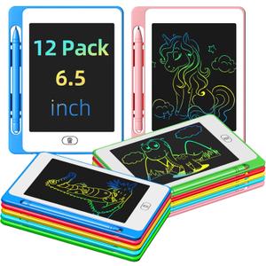 Party Favor 12 Pack LCD Writing Tablet for Kids, 6.5 Inch Colorful Doodle Board Drawing Tablet, Erasable Reusable Drawing Pads, Educational Learning Toys Birthday Gifts for Girls Boys Age 3 4 5 6 7 8