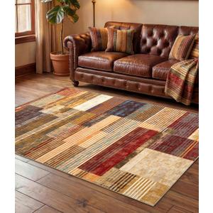 YIHOUSE Brown Area Rug 3x5, Farmhouse Rugs Washable,Vintage Burgundy Carpets for Bedroom,Burnt Orange Area Rug Non Slip,Geometric Boho Rug for Kitchen,Dining Room