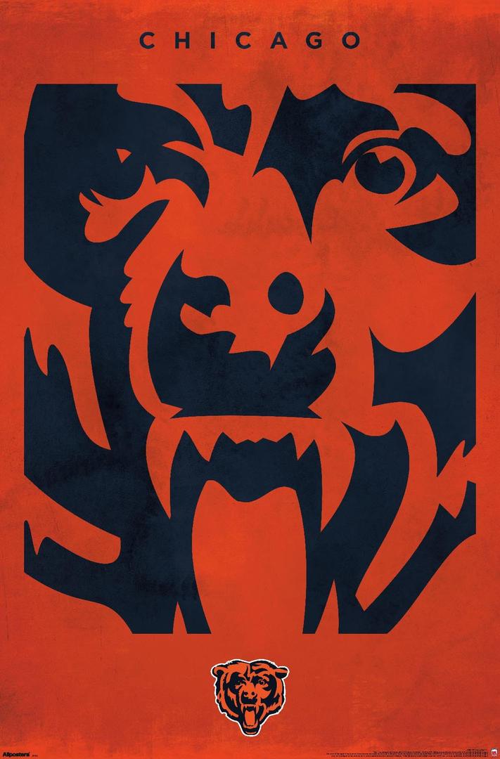 Trends International NFL Chicago Bears - Logo 25 Wall Poster, 34L x 22.4W, Premium Unframed Version