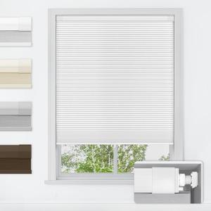 LazBlinds No Tools No Drill Cordless Cellular Shades, Blackout Light Blocking Honeycomb Shades for Home, Thermal Insulation Blinds for Windows, 34" W x 64" H, White
