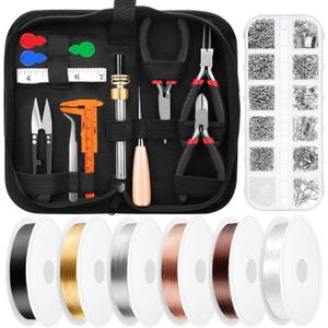 Thrilez Wire Wrapping for Jewelry Making, Repair and Beading Supplies Kit with Craft Ring Wire, Tools, Pliers and Jewelry Findings