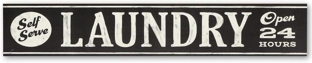 Self Serve Laundry Wood Wall Decor - Large Farmhouse Laundry Sign - Open 24 Hours, Small