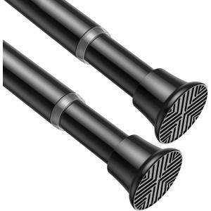 AIZESI Black Tension Rods 24 to 46 Inch, 2Pcs Spring Tension Curtain Rod, No Drilling, Adjustable for Window, Kitchen, Closet, Doorway